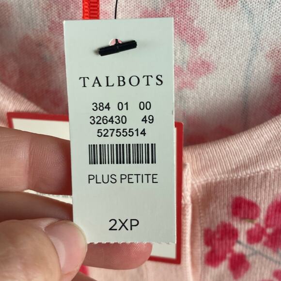 Talbots Pink Floral Classic Crew Neck Cardigan Size 2X NWT - Picture 4 of 7